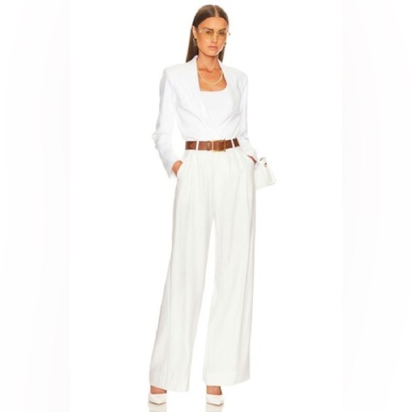 NONchalant Label Fabi White Super High Rise Pleat Front Wide Leg Pants EUC Sz L - Picture 4 of 10